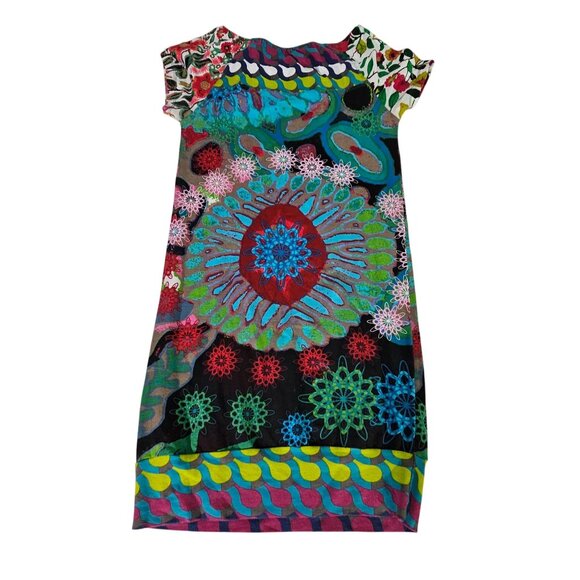 Desigual Womens Multicolor Floral Print Short-Sleeve Dress XS 95% Cotton - Picture 5 of 5